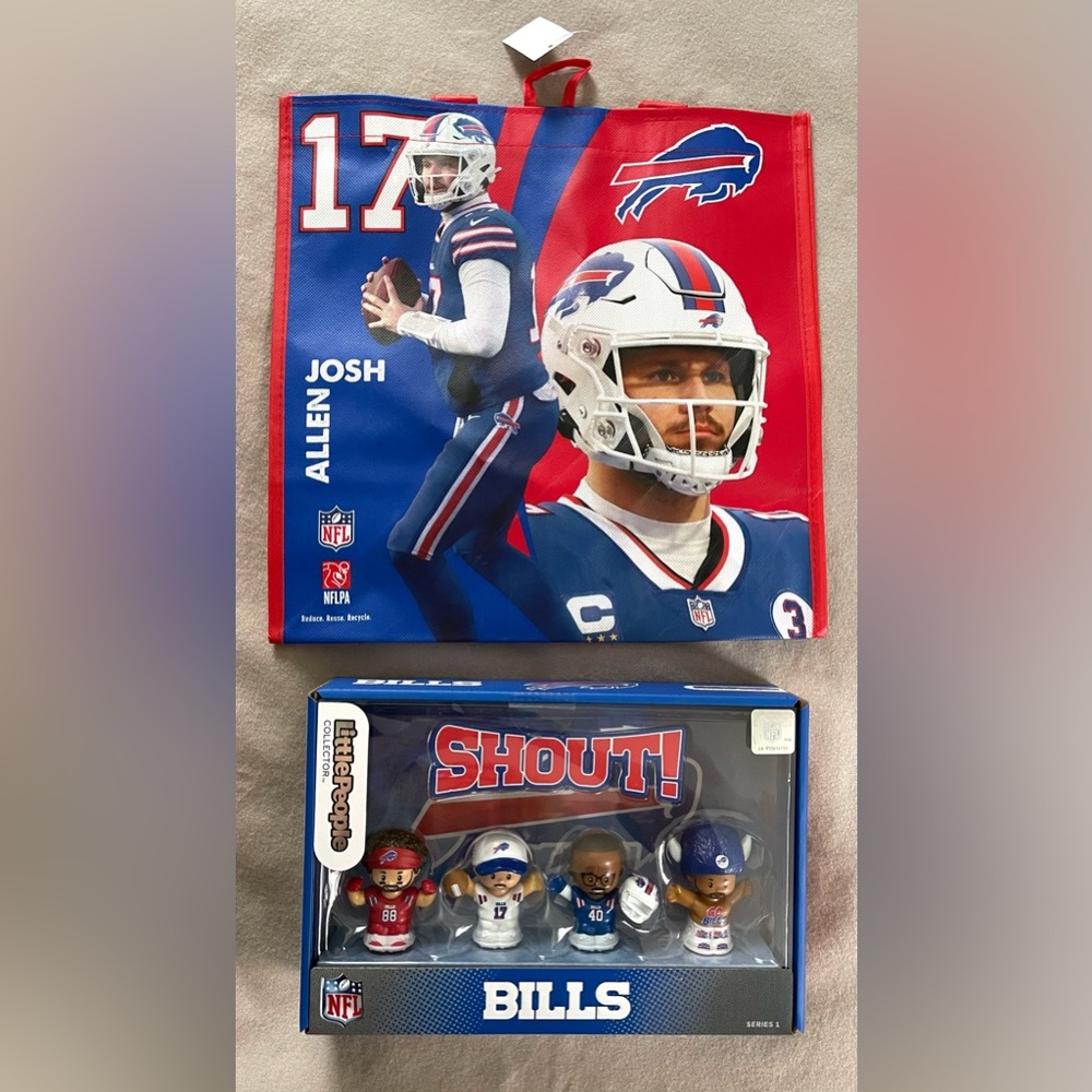 Fisher Price Buffalo Bills Little People 2023 Josh Allen Shopping Bag Ne…